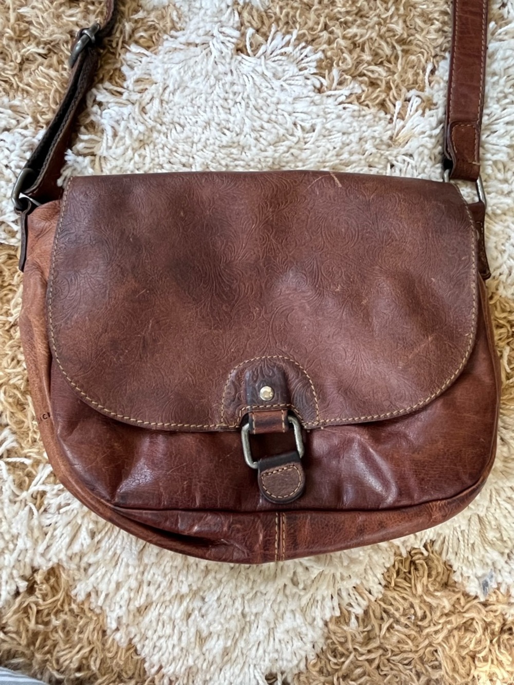 Brown Leather Crossbody Satchel
